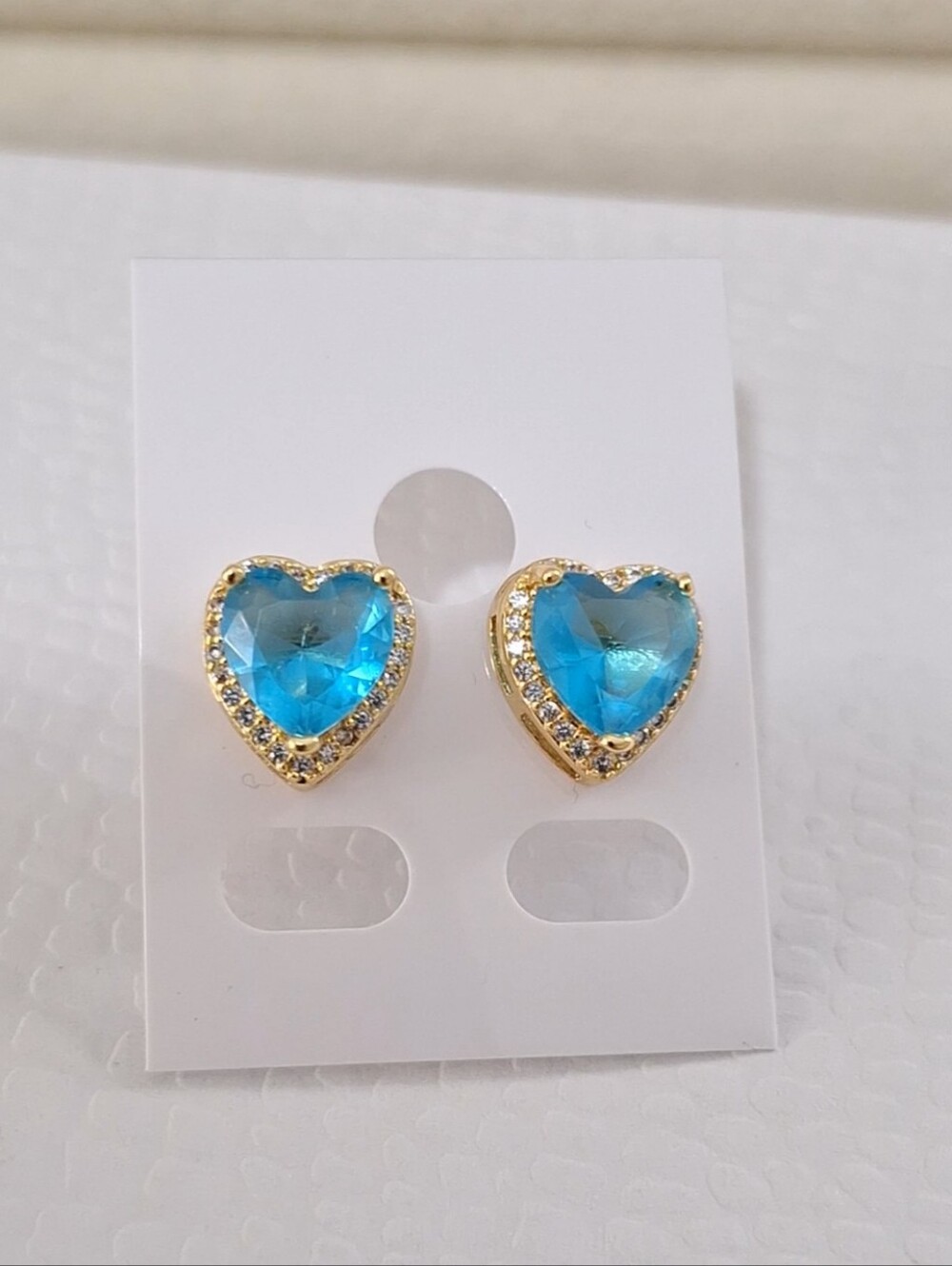 Aquamarine diamond cut heart shape Stud earrings